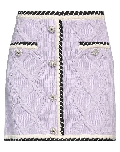 SELF-PORTRAIT Mini skirt Lilac 61% Polyester, 30% Cotton, 9% Wool