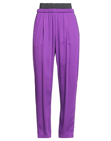 FABIANA FILIPPI Casual trouser Purple 100% Viscose, Cotton, Polyester, Elastane, Polyamide