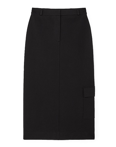 COS Midi skirt Black 82% Cotton, 15% Polyamide, 3% Elastane