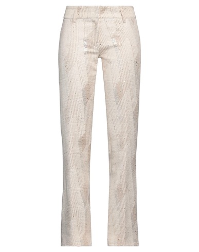 FORTE_FORTE Casual trouser Ivory 57% Synthetic fibers, 33% Cotton, 10% Viscose
