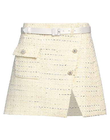 SELF-PORTRAIT Mini skirt Pastel yellow 88% Polyester, 6% Acrylic, 6% Other Fibres
