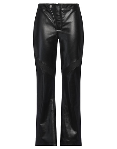 DION LEE Casual trouser Black 100% Leather, Polyester
