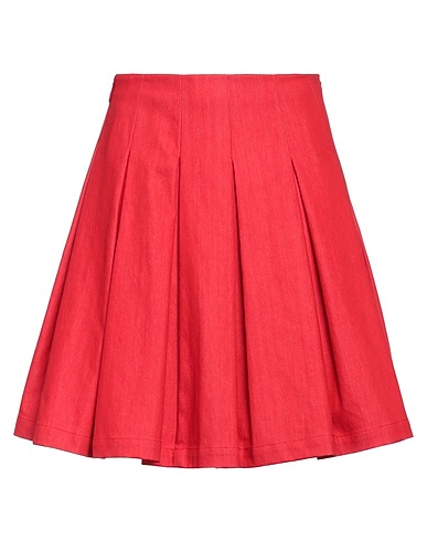 MONCLER Denim skirt Red 75% Cotton, 24% Polyester, 1% Elastane