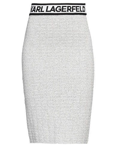 KARL LAGERFELD Midi skirt White 29% Synthetic fibers, 27% Polyester, 27% Acrylic, 9% Elastane, 8% Nylon