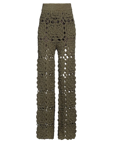 TU LIZÉ Pantalone Verde militare 60% Acrilico, 40% Lana