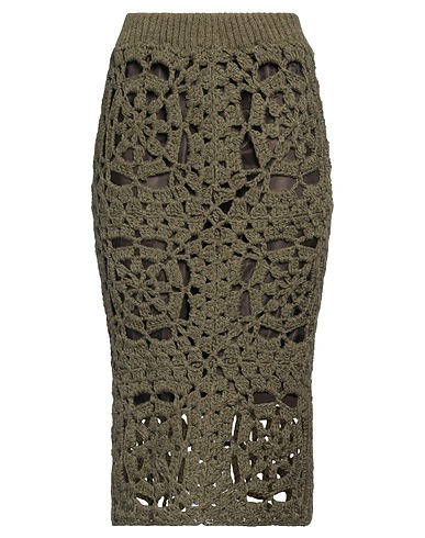 TU LIZÉ Midi skirt Military green 60% Acrylic, 40% Wool