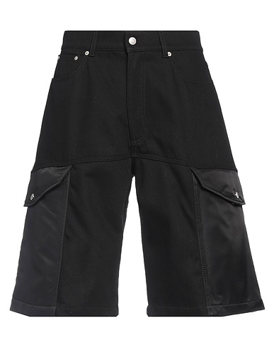 MCQUEEN Shorts & Bermuda Black 100% Cotton, Polyamide, Calfskin
