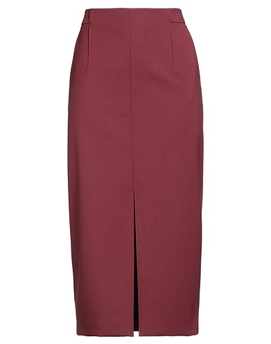 PATRIZIA PEPE Midi skirt Burgundy 53% Polyester, 43% Virgin Wool, 4% Elastane