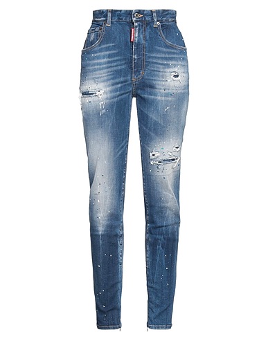 DSQUARED2 Denim trousers Blue 97% Cotton, 3% Elastane, Calfskin