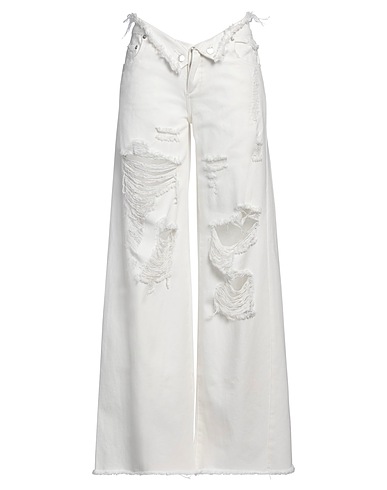 SER.O.YA Denim pants White 100% Cotton