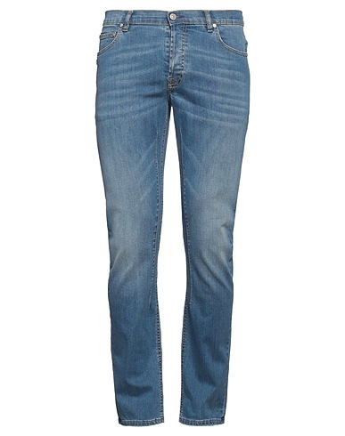 GREY DANIELE ALESSANDRINI Denim trousers Blue 97% Cotton, 3% Elastane