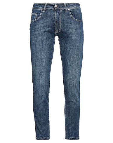 GREY DANIELE ALESSANDRINI Denim trousers Blue 97% Cotton, 3% Elastane