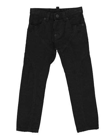 DSQUARED2 Denim pants Black 100% Cotton, Cow leather