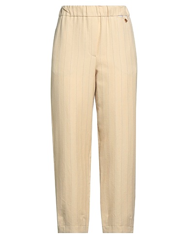 ALYSI Casual pants CHOCOLAT Beige 63% Cotton, 37% Virgin Wool