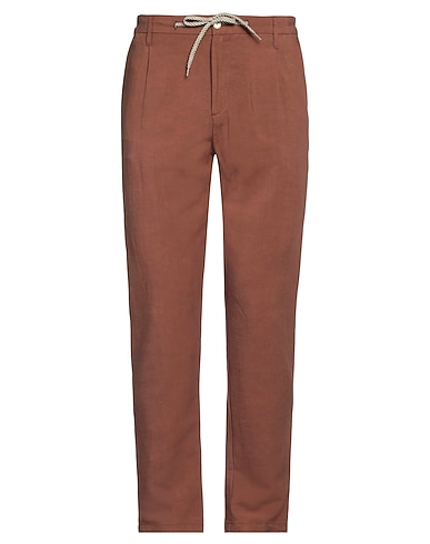 DANIELE ALESSANDRINI HOMME Casual pants Brown 55% Linen, 45% Viscose