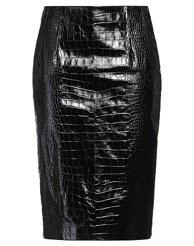 VERSACE Midi skirt Black 100% Calfskin
