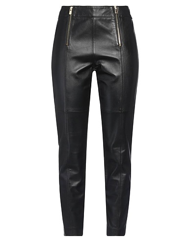 PINKO Pantalone Nero 100% Pelle di pecora, Viscosa, Poliammide, Elastan