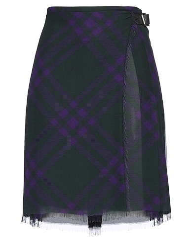 BURBERRY Mini skirt Dark green 100% Silk, Calfskin
