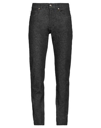 VERSACE Denim trousers Charcoal 99% Cotton, 1% Elastane, Viscose, Calfskin