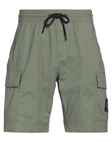 CALVIN KLEIN JEANS Shorts & Bermuda Verde militare 97% Cotone, 3% Elastan