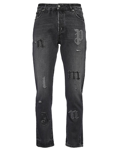 PALM ANGELS Denim pants Black 100% Cotton, Leather
