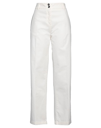 ALPHA STUDIO Casual trouser OFF WHITE 98% Cotton, 2% Elastane