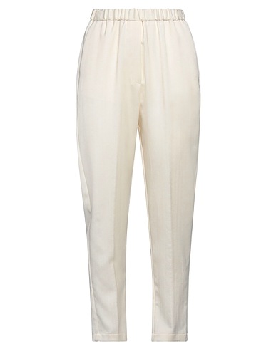 FORTE_FORTE Casual trouser Ivory 57% Viscose, 43% Virgin Wool