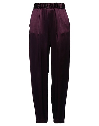 FORTE_FORTE Casual trouser Plum 58% Acetate, 42% Viscose