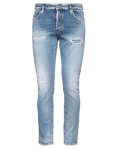 DSQUARED2 Denim trousers Blue 99% Cotton, 1% Elastane, Calfskin