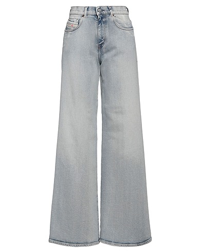 DIESEL Denim trousers Blue 99% Cotton, 1% Elastane, Cow leather