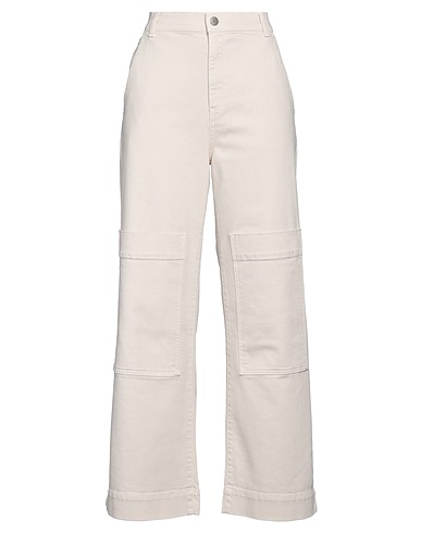 P.A.R.O.S.H. Denim pants Off white 99% Cotton, 1% Elastane