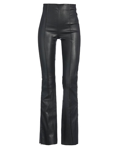 REMAIN BIRGER CHRISTENSEN Casual pants Black 100% Leather, Cotton, Elastane