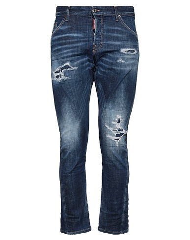 DSQUARED2 Denim trousers Blue 98% Cotton, 2% Elastane, Cow leather