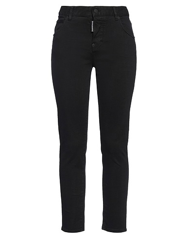 DSQUARED2 Pantaloni jeans Nero 97% Cotone, 3% Elastan, Pelle di bovino