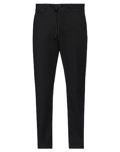 HANNES ROETHER Casual trouser Black 86% Cotton, 10% Linen, 4% Elastane