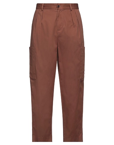 DANIELE ALESSANDRINI Casual pants Brown 98% Cotton, 2% Elastane
