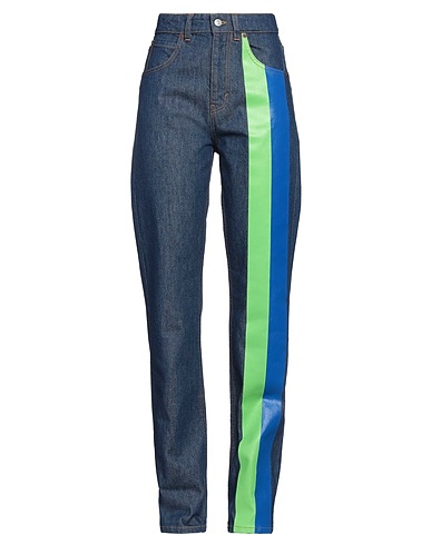 VICTORIA BECKHAM Denim trousers Blue 100% Cotton, Brass, Leather