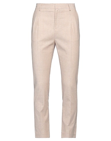 GREY DANIELE ALESSANDRINI Casual trouser Beige 55% Cotton, 44% Linen, 1% Elastane