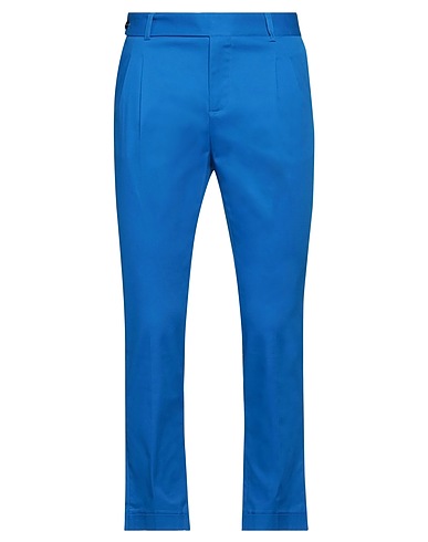 GREY DANIELE ALESSANDRINI Casual trouser Bright blue 98% Cotton, 2% Elastane