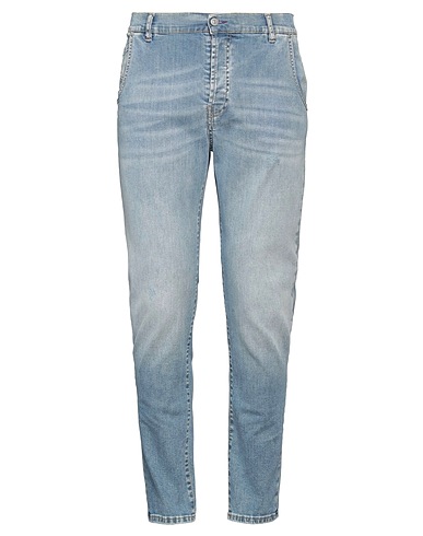GREY DANIELE ALESSANDRINI Denim trousers Blue 97% Cotton, 3% Elastane