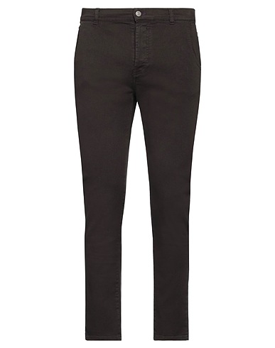 GREY DANIELE ALESSANDRINI Casual trouser Dark brown 97% Cotton, 3% Elastane