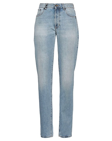 SAINT LAURENT Denim pants Blue 100% Cotton, Zamak, Calfskin