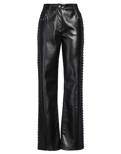 MOSCHINO JEANS Casual trouser Black 100% Polyester, Polyurethane coated