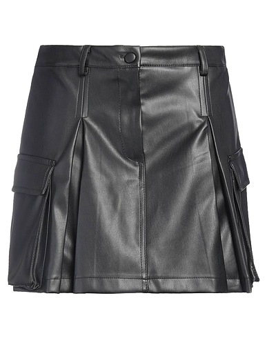 KAOS Mini skirt Black 50% Polyester, 50% Polyurethane
