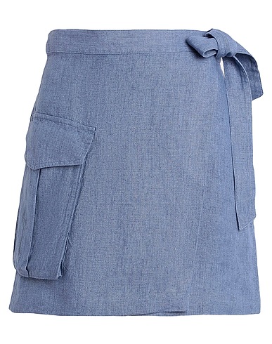 POLO RALPH LAUREN Mini skirt Slate blue 100% Linen