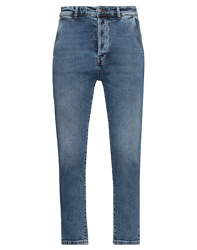 GREY DANIELE ALESSANDRINI Denim trousers Blue 99% Cotton, 1% Elastane