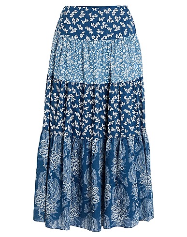 LAUREN RALPH LAUREN Falda midi Azul marino 100% Algodón