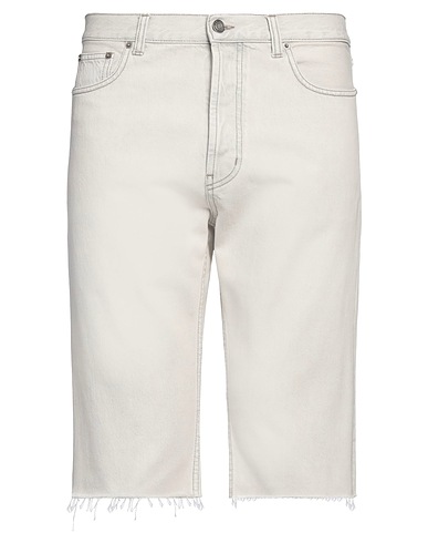SAINT LAURENT Denim shorts Light grey 100% Cotton, Calfskin