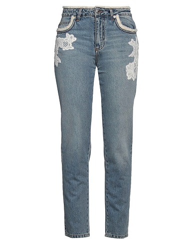 ERMANNO FIRENZE Denim pants Blue 100% Cotton, Polyester, Mohair wool, Acrylic, Polyamide