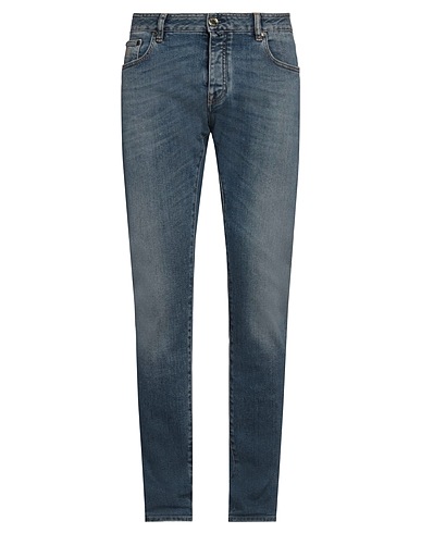 MOORER Denim trousers Blue 98% Cotton, 2% Elastane